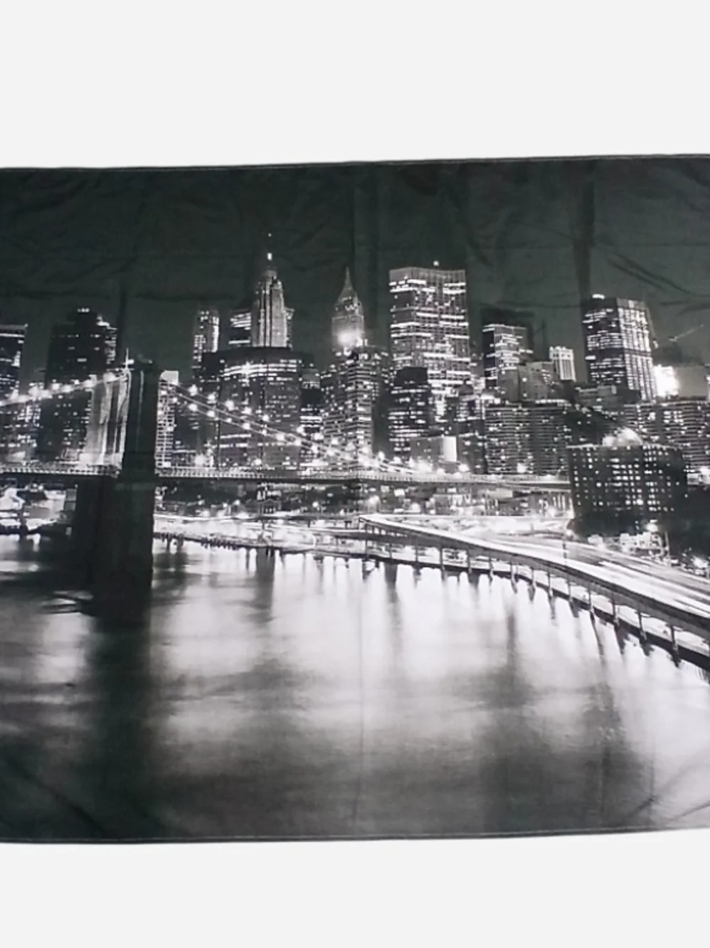 Black & White Cityscape Tapestry - Urban Night Skyline